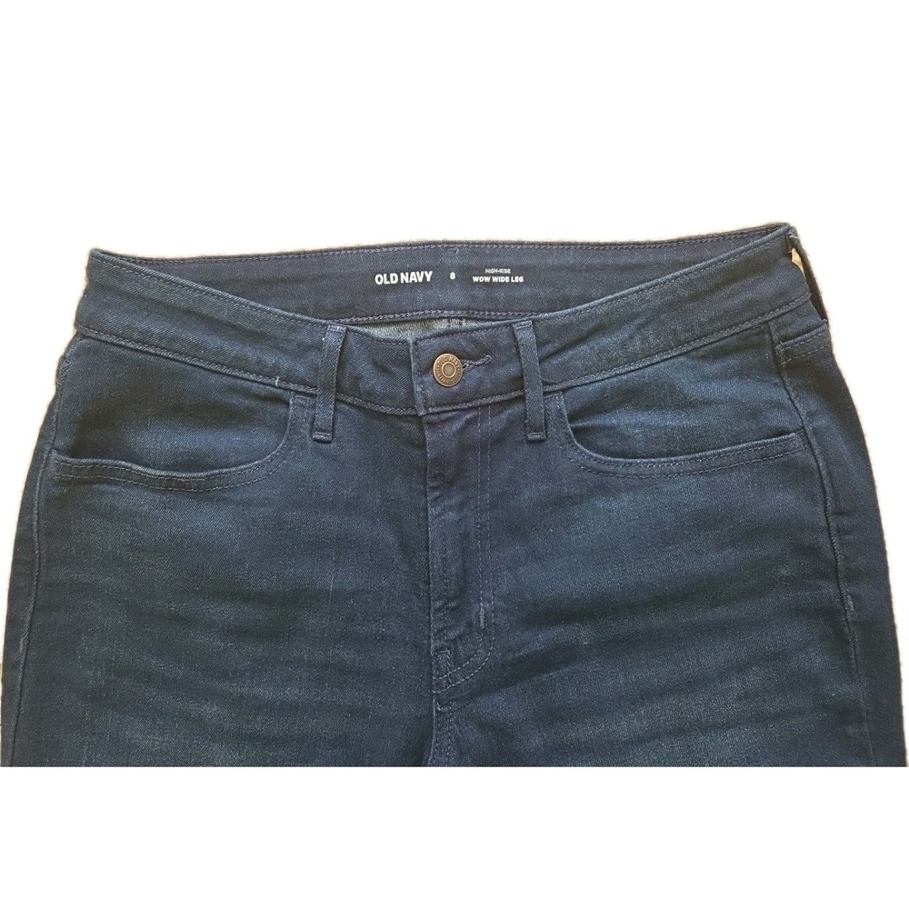 Women's 8 Jeans, High-rise Wow Wide Leg, Dark Wash, Old Navy - Picture 6 of 9